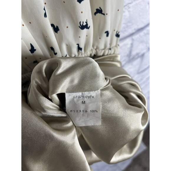 LOWRYS FARM Women's Tan Collared Animal Print Short Sleeve Dress Medium - Picture 5 of 7